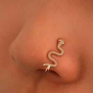 1PC Serpente Forma a U Naso Cerchio Clip Finto Piercing Corpo Anello Punk Gotico - Foto 1 di 13