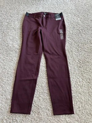 New SimplyVera Vera Wang Skinny Mid Rise Slimming Pant Size Large Burgundy NWT - Image 1 of 4