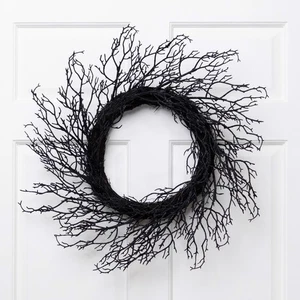 Corona artificial Northlight Black Twig de Halloween - 24 pulgadas, sin iluminación - Imagen 1 de 11