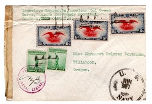 C23 + Defense 1c Wahiawa HI Airmail Navy Censor WWII to Tillamook OR 1942 - Picture 1 of 2