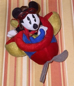 Walt Disney Micky Maus als Pilot mit Flugzeug Stofftier Plüschtier 1997 - Bild 1 von 5