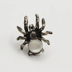 Spooky Spider Tarantel Teeny winzig mit weißem Mondstein silberfarbene Krawattennadel - Bild 1 von 24