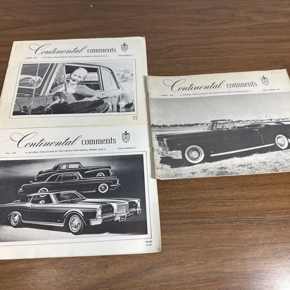 Continental Comments Magazine Lincoln & Continental Owners Club Spring 3 Pack Foto 1 de 4