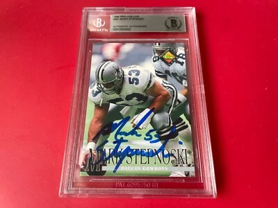 Mark Stepnoski Cowboys 1994 Pro Line Live Card Signed Auto Beckett BAS Slabbed - Image 1 of 2