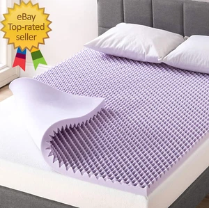 2 Inch Egg Crate Memory Foam Mattress Topper with Soothing Lavender Infusion, Ce - Picture 1 of 8