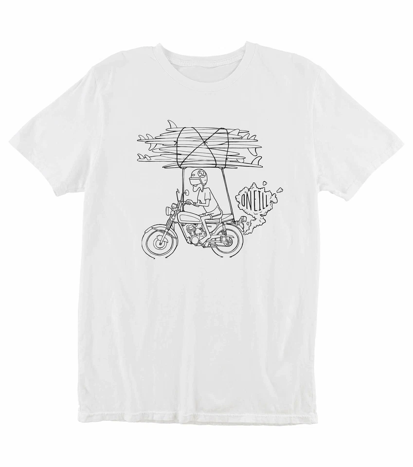 O'Neill Big Boys M Short Sleeve T-Shirt White Rider Motorcycle Bike Surfboard - Image 1 of 1