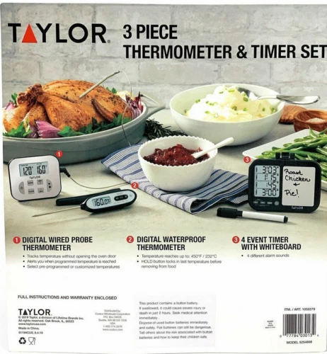 Taylor 3pc Digital Thermometer & Kitchen Timer Set