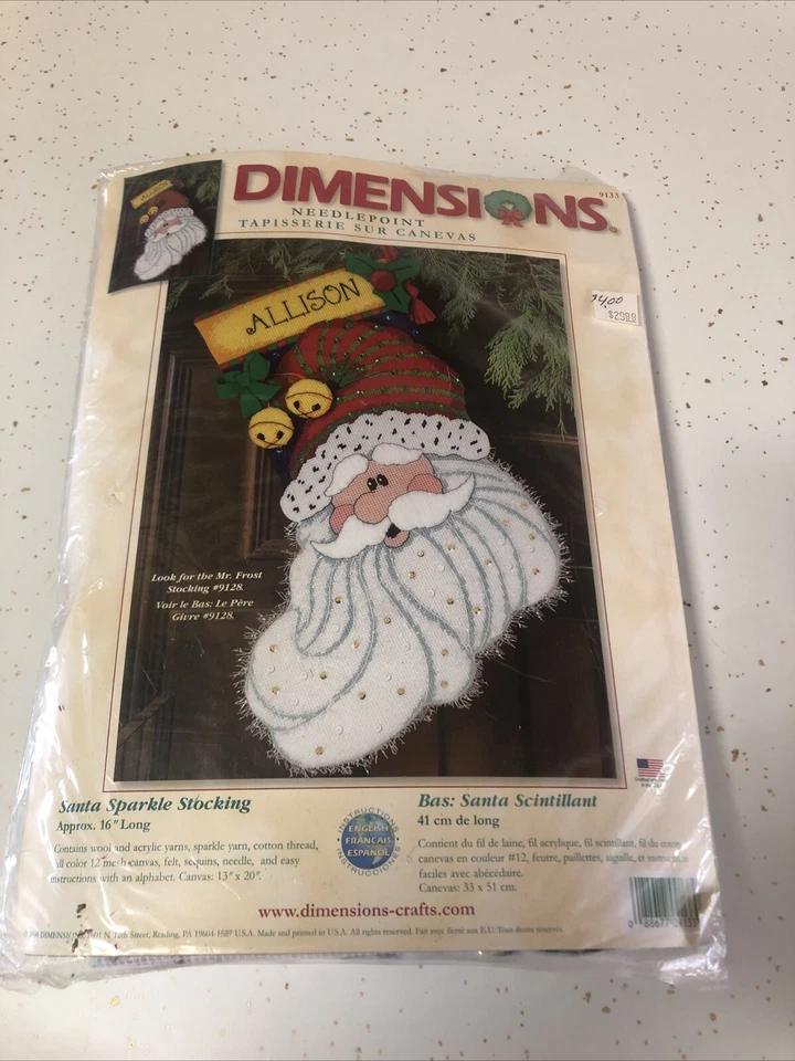 Dimensions Santa Sparkle Stocking Needlepoint Christmas Kit 9133 Open