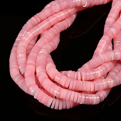 Cuentas de disco Heishi con carcasa de madreperla rosa 2x4 mm 2x6 mm 2x8 mm 15,5" hilo Foto 1 de 4