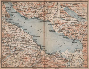 BODENSEE Einsatz LINDAU. Konstanz St. Gallen Bregenz. Topo-Karte 1893 alt - Bild 1 von 2