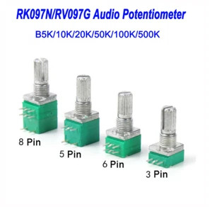 RK097N RK097G RV097NS Potencjometr audio B5/10K/20K/50K/100K/500K 3/5/6/8-biegunowy - Zdjęcie 1 z 14