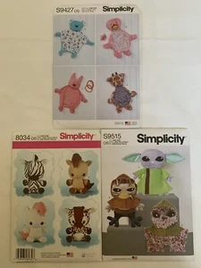 3 SIMPLICITY Sewing Pattern (s) Alien Stuffed Animals Baby Sensory Blankets - Picture 1 of 4