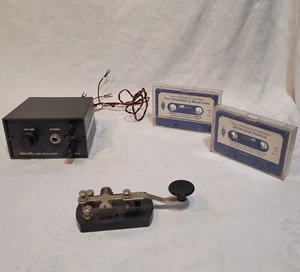 MORRIS CODE STRAIGHT KEY TELEGRAPH HAM RADIO, HEADPHONE JACK, WIRES, TAPES - Zdjęcie 1 z 3