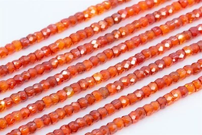 Cuentas sueltas rondelle facetadas cuentas circonitas rojas naranja 3x2 mm 14,5" Foto 1 de 3