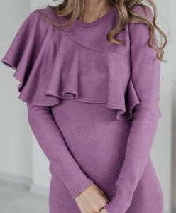Pregnancy & Breastfeeding Warm Wool Winter Dress in Dusky Rose Size M Never Worn - Picture 1 of 12