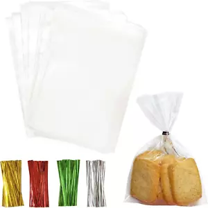 100Pcs Cellophane Treat Bags: Cellophane Bags, 4 X 6 Inch Small Clear Goodie Can - Picture 1 of 7