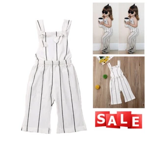 Summer Toddler Kids Baby Girl Stripe Romper Jumpsuits Playsuit Outfits Clothes - Picture 1 of 8