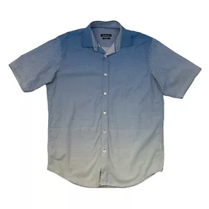 Bugatchi Shirt Mens M Medium Evening Blue White Cotton Classic Fit Printed Ombre - Picture 1 of 10