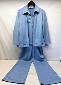 VINTAGE 70's Women's 2 PC Blue Stripe Polyester Bell Bottoms Jacket & Jumpsuit - Imagen 1 de 18