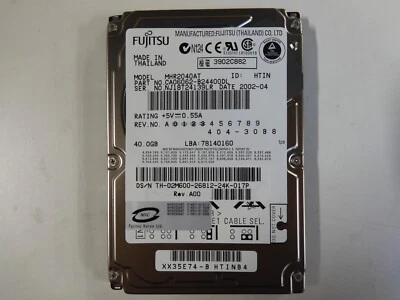 FUJITSU MHR2040AT 40.0GB IDE 2.5" HDD. 9.5MM - Image 1 of 4
