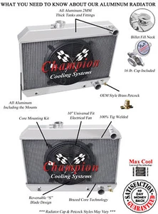 AL Champion 3 Row All Aluminum Radiator W/ 10" Fan for 1962 1963 Buick Skylark - Picture 1 of 9