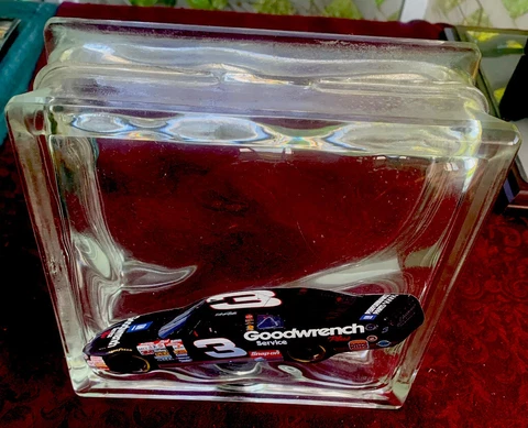 Dale Earnhardt RARE Large Glass Window Block Bank - NASCAR Racing Legend Cover