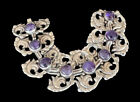 Hector Aguilar Design Taxco Mexico Silver Flowers Amethyst Cabachons Bracelet