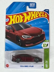 Hot Wheels Car Tesla Model S Plaid HW EV Toy Vehicle Race Cars Diecast 1 64 Kids - Picture 1 of 9