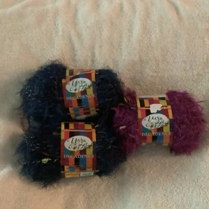 Yarn Bee Decadence 2 Lapis Blue & 1 Amethyst Echo Yarn  Lot Of 3 Skeins - Picture 1 of 4