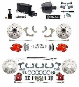 1958-68 Full Size Chevy Front Wilwood Disc Brake Kit, Red Rear Disc Brake Kit - Afbeelding 1 van 8