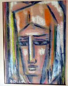 Portrait Lithuanian Artist Jadvyga Paukstiene Modernist 1960's Pieta - Picture 1 of 12