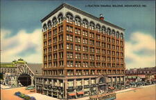 Traction Terminal Bldg Indianapolis Indiana trolley ~ 1940s linen postcard