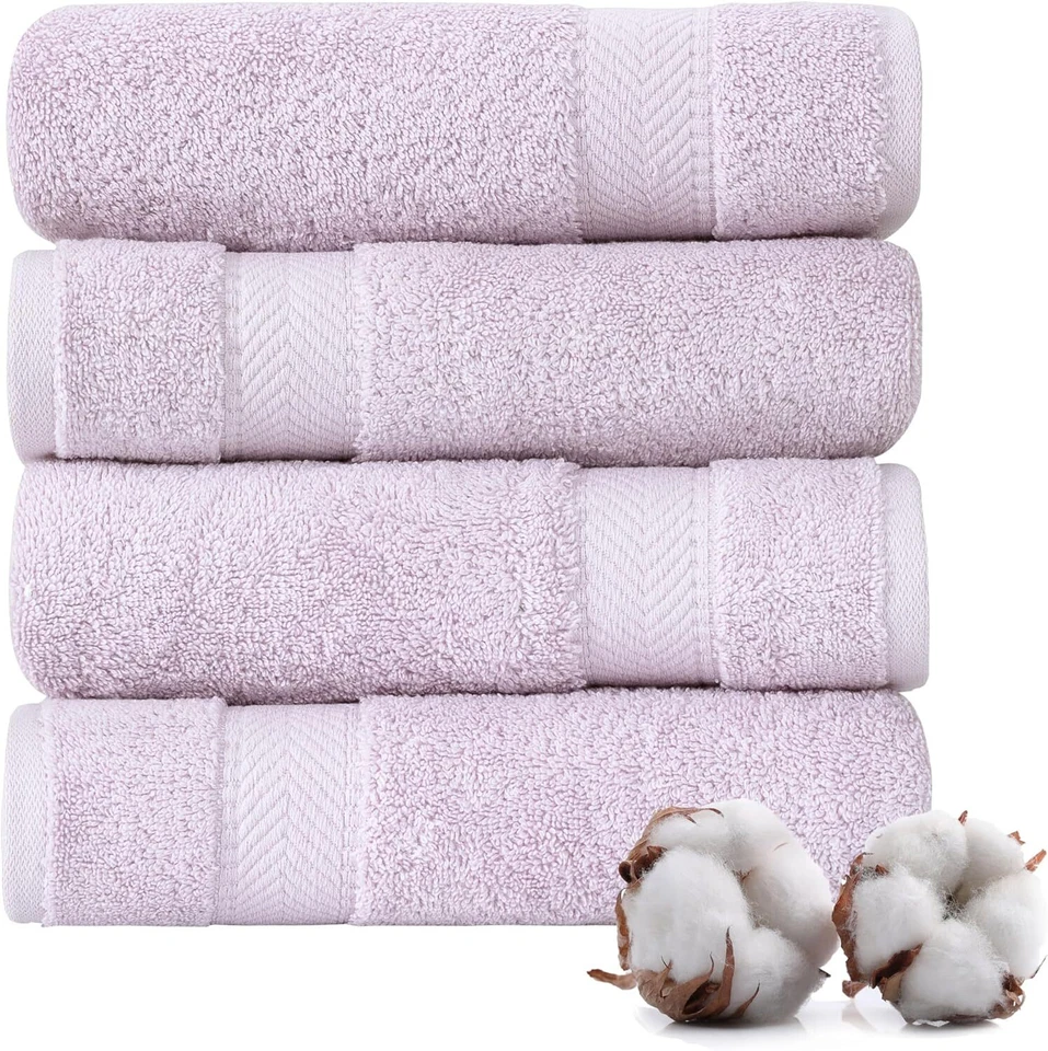 Роскошный турецкий хлопок мочалки комплект мягкий и впитывающий спа качество - набор из 4 - Изображение 1 из 4