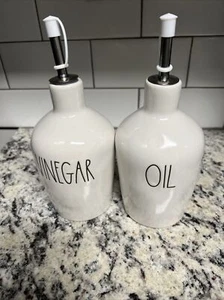 Rae Dunn Artisan Oil & Vinegar Cruets, Set of 2 Brand New - Picture 1 of 3