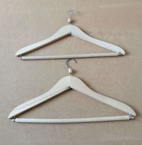 Vintage Wooden Clothes Hangers Marked 1970 Old Antique Closet Wood Coat Hangers - Picture 1 of 5
