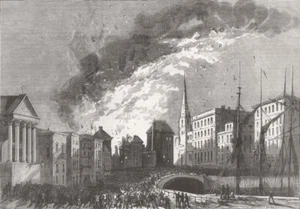 GLOS. Great fire at Bristol 1876 old antique vintage print picture - Picture 1 of 1