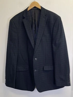 Van Huesen Flex Sport Coat Mens 44L Blue Plaid Two Button Blazer Jacket Slim Fit - Image 1 of 4