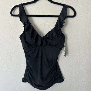 Ralph Lauren Beach Club Rüschen Bügel Tankini schwarz Größe 4 Schwimmen Oberteil $ 90 neu - Bild 1 von 6