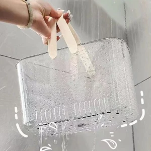 Cestello Doccia Leggero Plastica Trasparente per Bagno Ripostiglio e Drenaggio - Picture 1 of 16