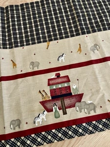 76" Arche Noah primitiv Landhaus Volant Fenstervorhang neu aus altem Lagerbestand hellbraun kariert - Bild 1 von 8