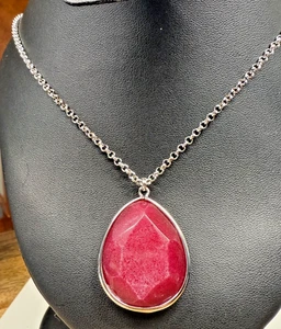 Fossil Semi Prescious Stone Silver Necklace 20" NWT Ret $58 - Picture 1 of 16