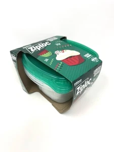 Ziploc Limited Edition Holiday 3 Deep Square 1.25QT Containers Smartsnap Lid - Picture 1 of 7