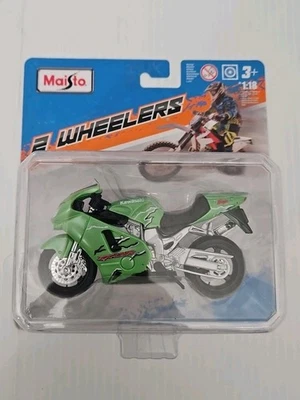 Maisto 1:18 2 ruedas Kawasaki Ninja ZX-12R verde metálico Foto 1 de 4