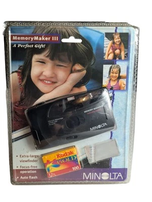 Vintage Minolta Memory Maker III 3 Big Viewfinder 35mm Film Point Shoot Camera  - Image 1 of 4