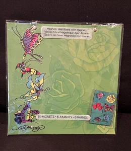 ED HARDY Butterfly Magnetic Wall Board w/ 6 Magnets 10x10 NEW Sealed - Picture 1 of 3