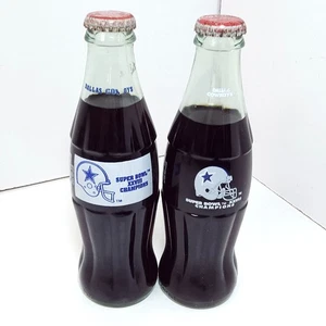 Dallas Cowboys Coca-Cola 8 oz Bottles Super Bowl XXVII XXVIII NFL Collectible - Picture 1 of 14