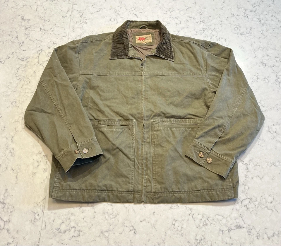 Field N' Forest оливковый зеленый холст работа куртка вельветовый воротник размер большой - Изображение 1 из 4