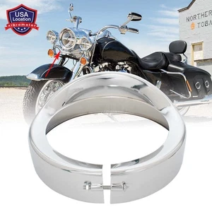 7" Headlight Trim Light Ring Visor Bezel For Harley Road King Dyna Softail New - Picture 1 of 16