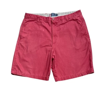 CHAPS Mens Size 38 Salmon Red 100% Cotton Flat Front Twill Chino Shorts - Image 1 of 4