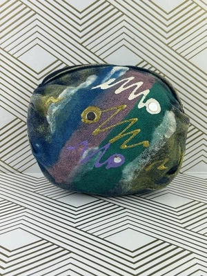 Винтажный джинсовой ткани кислоты - выстиранный окрашенный макияж косметичка мешок 80-х 90-х - Изображение 1 из 4